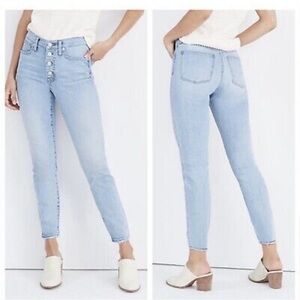 NWOT Madewell 10” High Rise Skinny Jeans Button Fly NEW Size 25 M5327